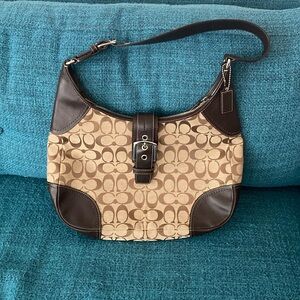 Coach Classic Leather Trim Shoulder Bag